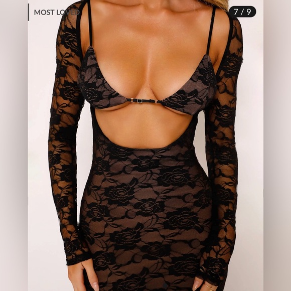 Tigermist Black Lace Maxi Dress - Size Xs - Picture 2 of 11